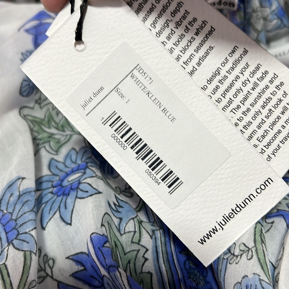 Juliet Dunn NWT Floral Mini Cotton Shirt Dress with Slip 1(4/6) - Picture 12 of 16